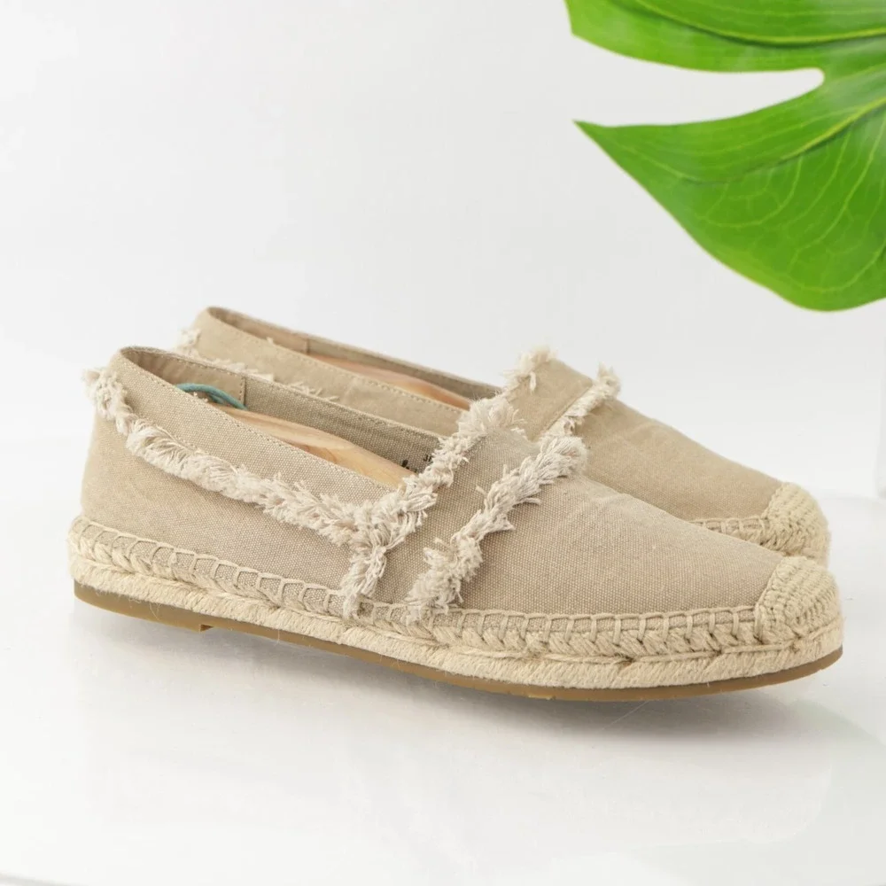 Joie Womens Vivienne Espadrille Shoe Size 38 8 Tan Canvas Flats Fringe Slip On